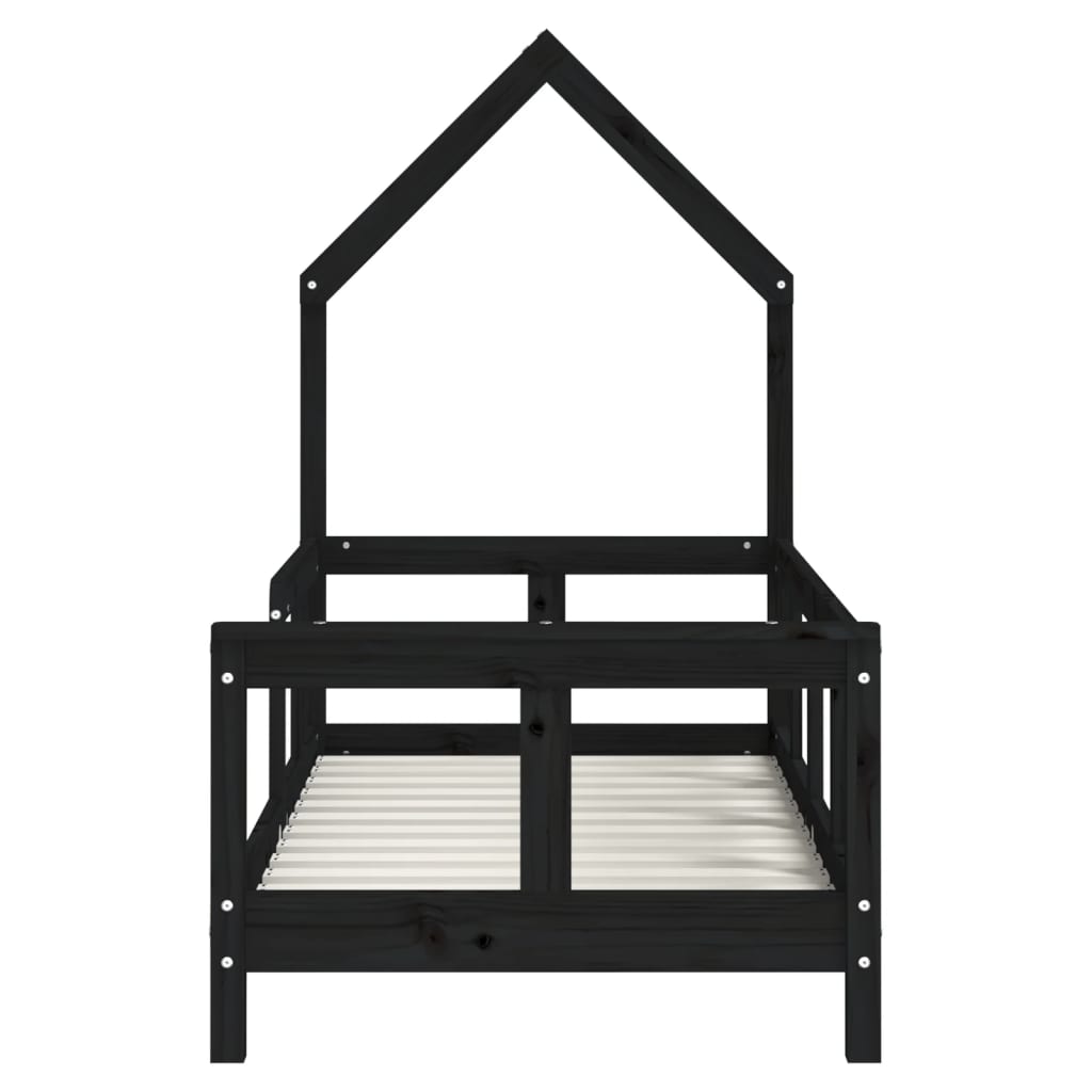 Estructura de cama infantil 70x140 cm pino macizo negro