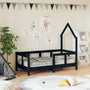 Children's bed frame 70x140 cm black solid pine