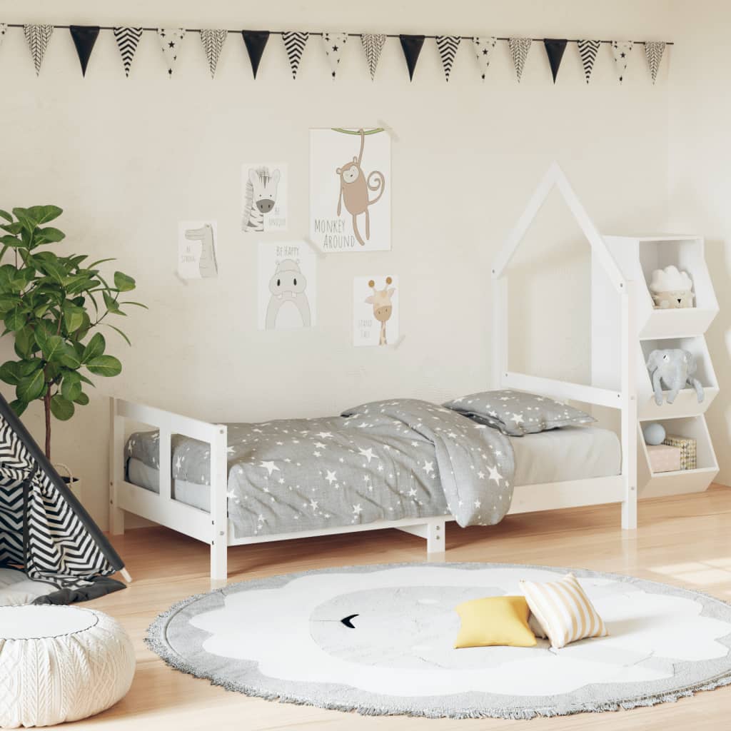 Estructura de cama infantil 80x160 cm pino macizo blanco