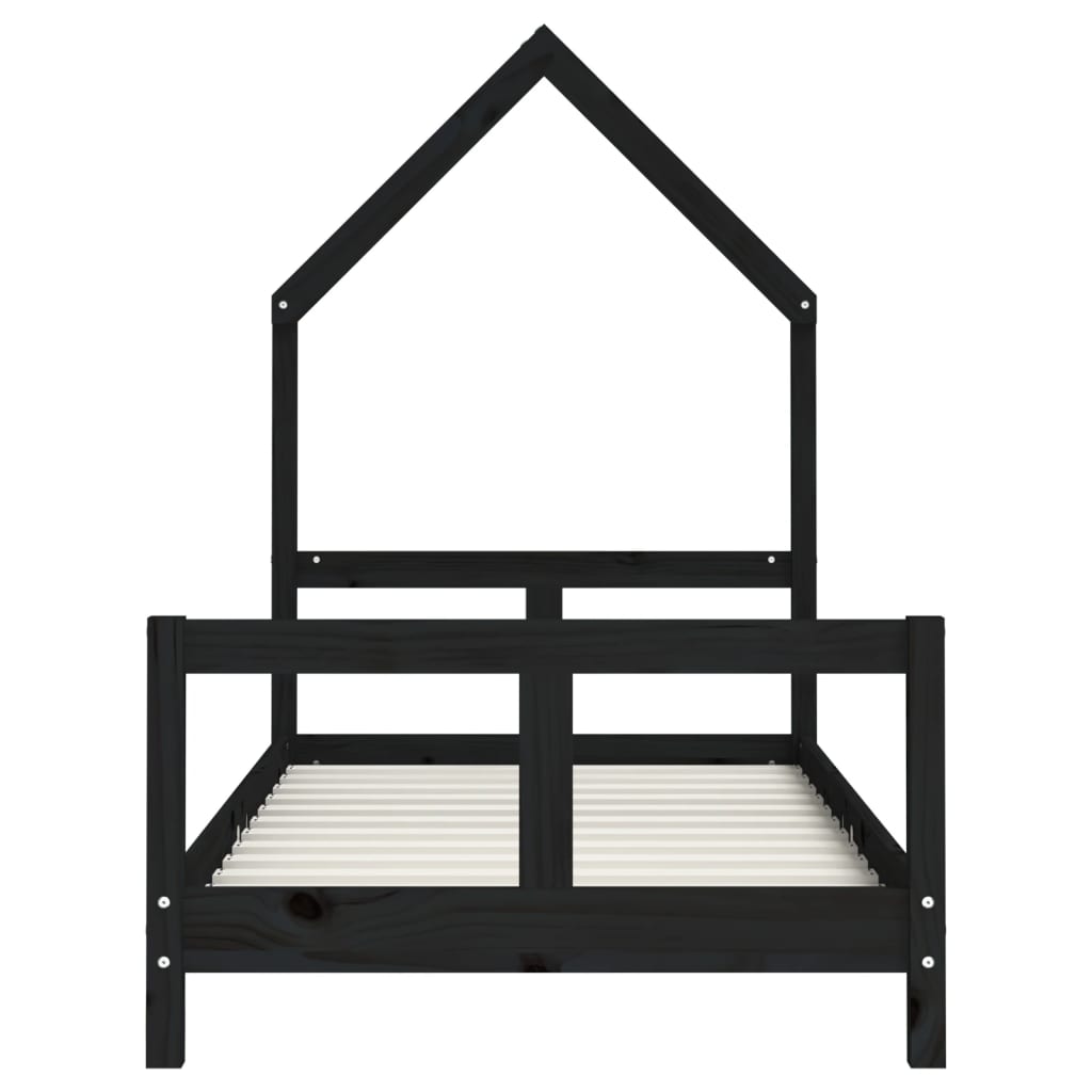 Estructura de cama infantil de pino macizo negro 80x160 cm