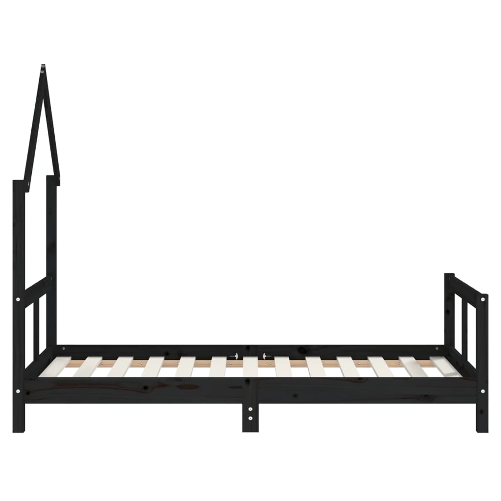 Children's bed frame 80x160 cm black solid pine