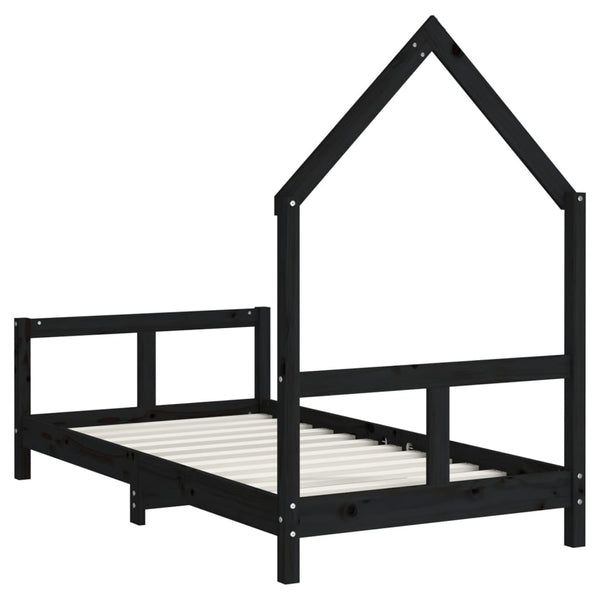 Estructura de cama infantil de pino macizo negro 80x160 cm