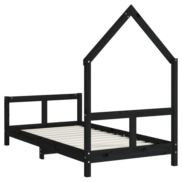 Children's bed frame 80x160 cm black solid pine