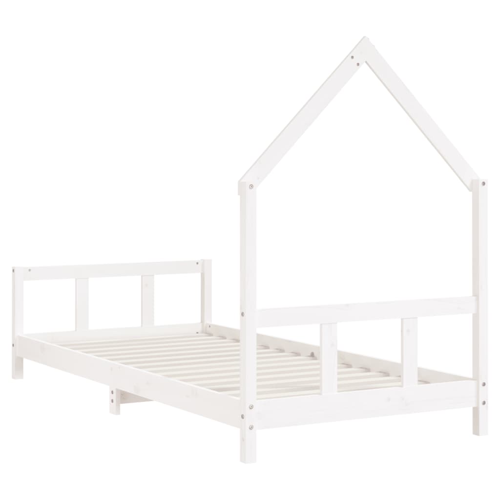 Estructura de cama infantil 90x190 cm pino macizo blanco