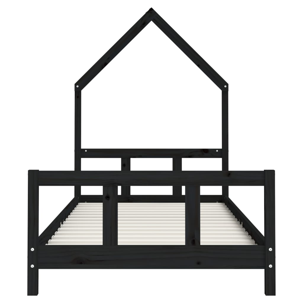 Children's bed frame 90x190 cm black solid pine