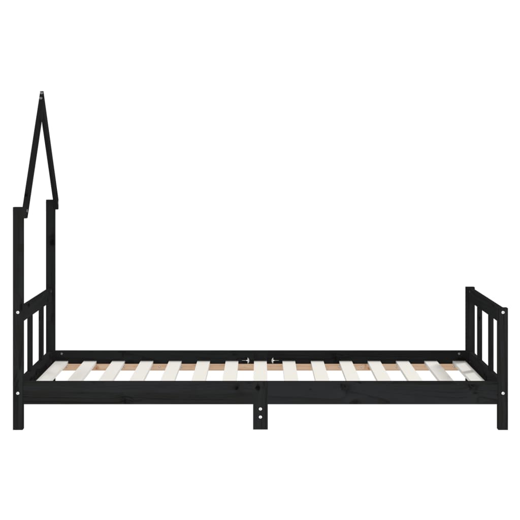 Children's bed frame 90x190 cm black solid pine