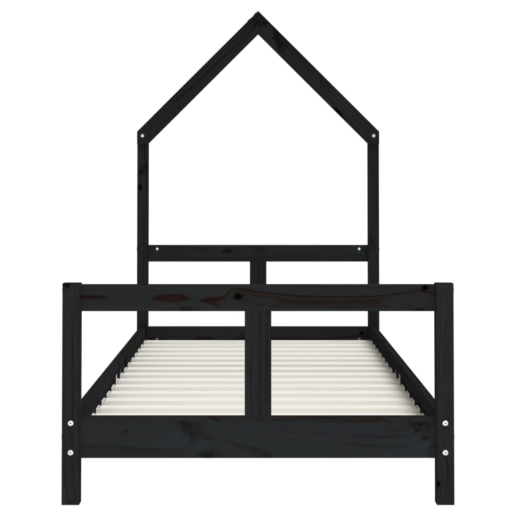 Estructura de cama infantil de pino macizo negro 80x200 cm