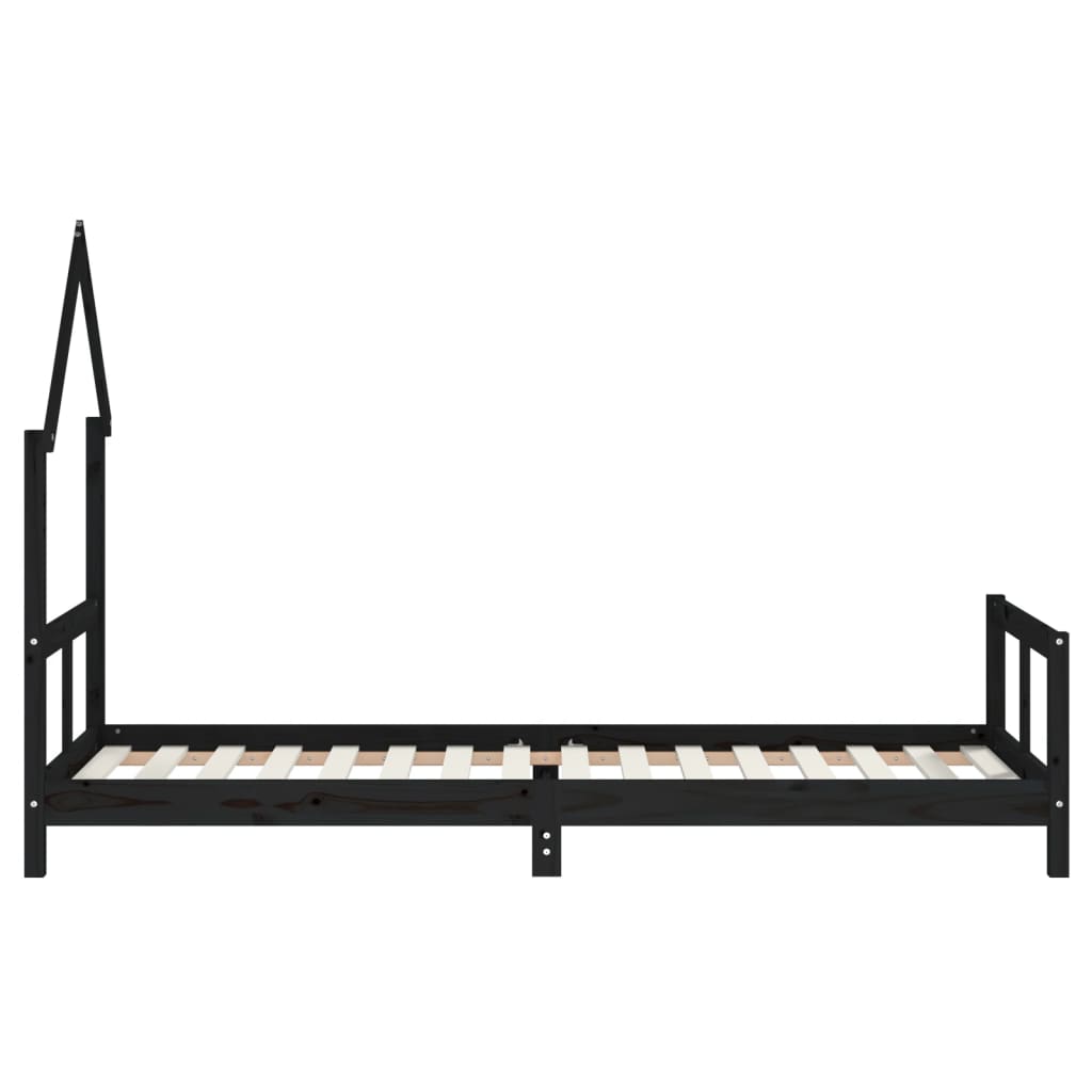 Estrutura de cama infantil 80x200 cm pinho maciço preto