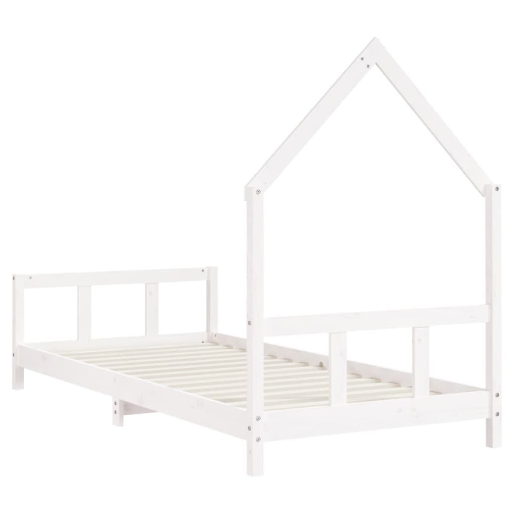 Estructura de cama infantil 90x200 cm pino macizo blanco