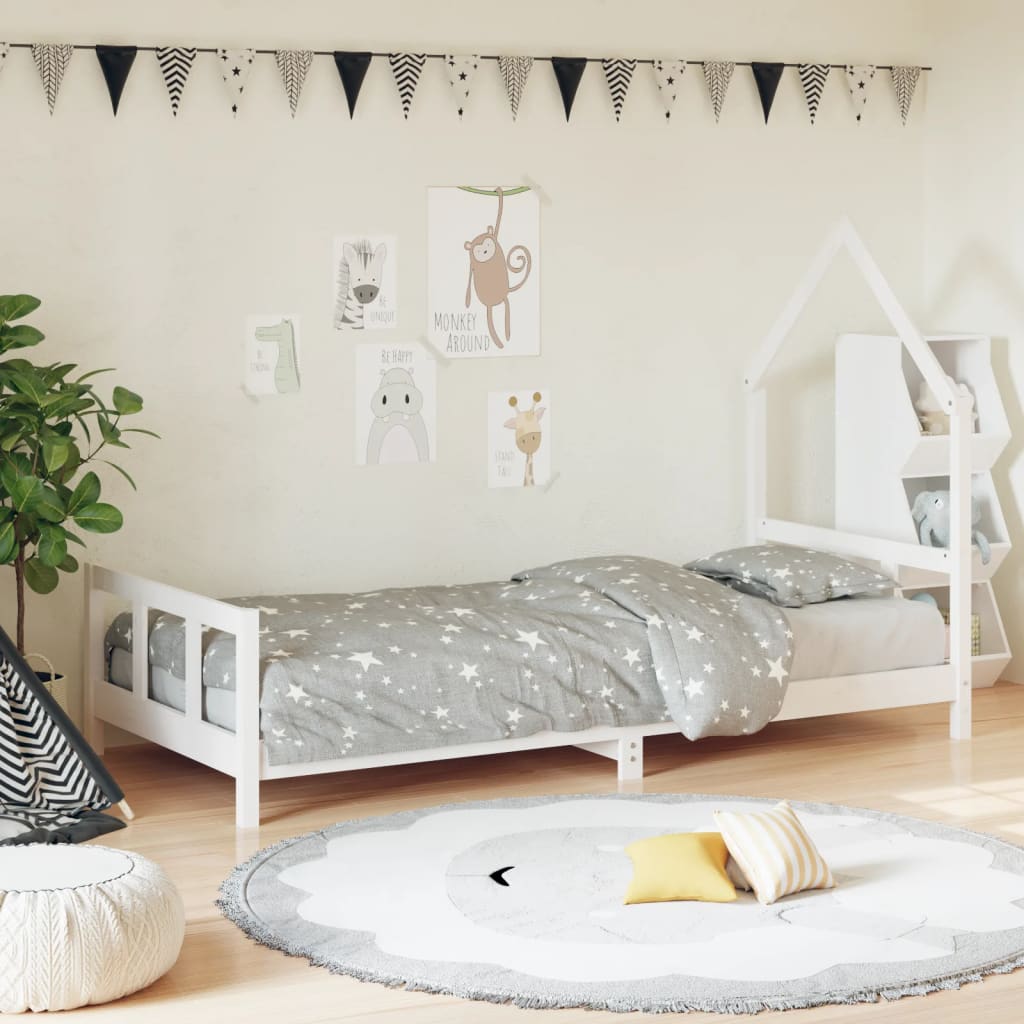 Children's bed frame 90x200 cm solid pine white