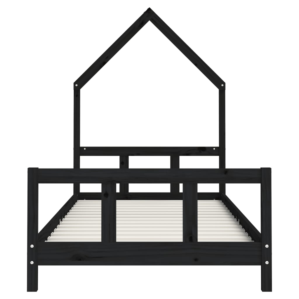 Children's bed frame 90x200 cm black solid pine