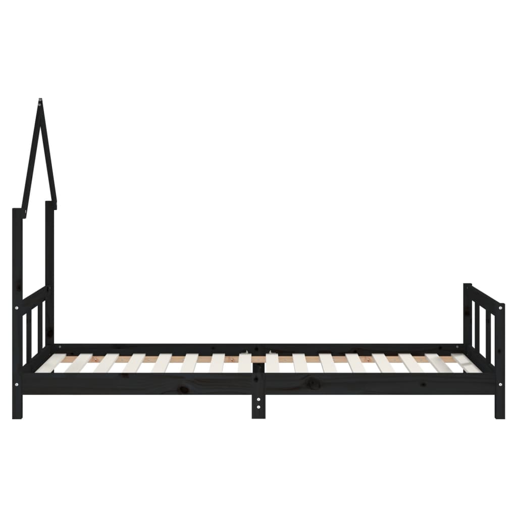 Children's bed frame 90x200 cm black solid pine