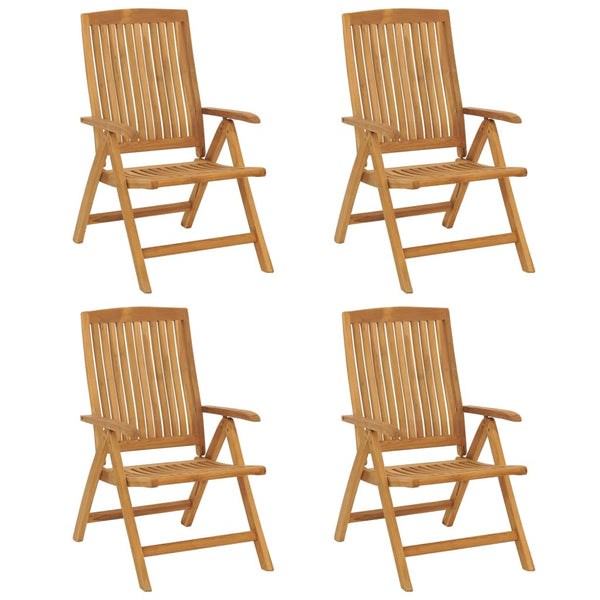 Cadeiras de jardim reclináveis c/ almofadões 4 pcs teca maciça