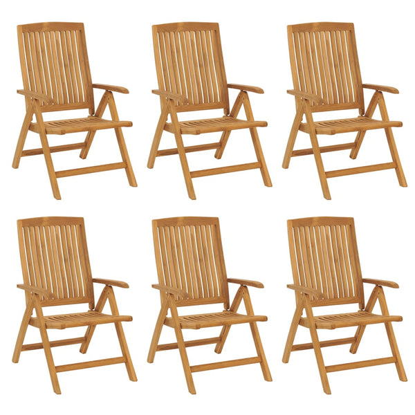 Cadeiras de jardim reclináveis c/ almofadões 6 pcs teca maciça