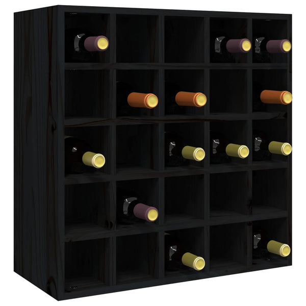 Wine rack 56x25x56 cm solid pine wood black