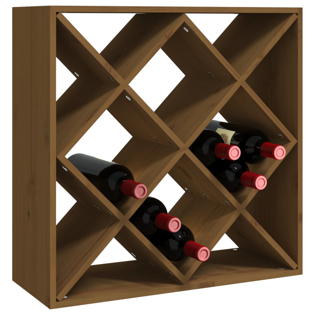 Wine rack 62x25x62 cm solid pine wood honey brown