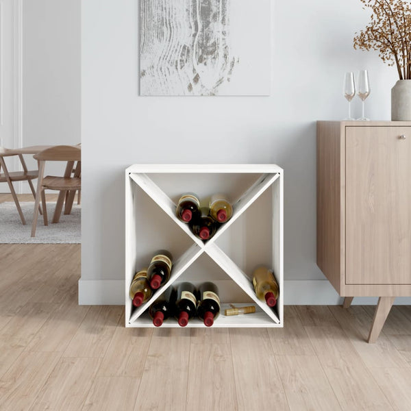 Wine rack 62x25x62 cm solid pine wood white