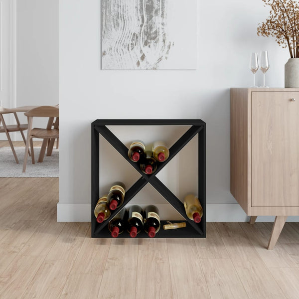 Wine rack 62x25x62 cm solid pine wood black