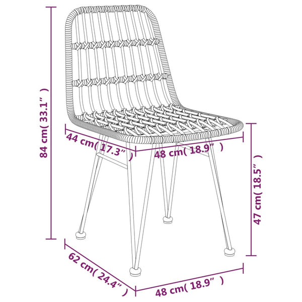 Cadeiras de jardim 2 pcs 48x62x84 cm vime PE preto