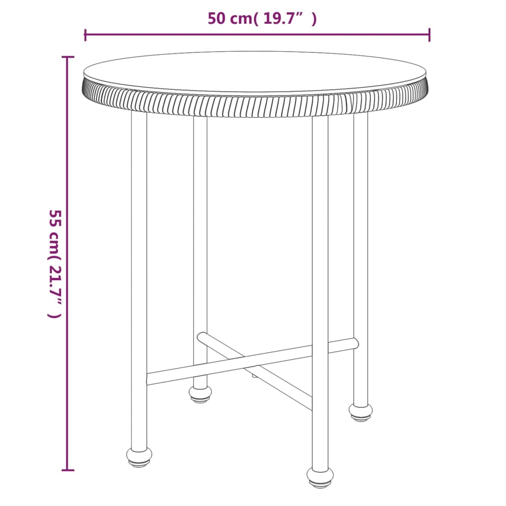 Mesa de jantar Ø50 cm   vidro temperado e aço