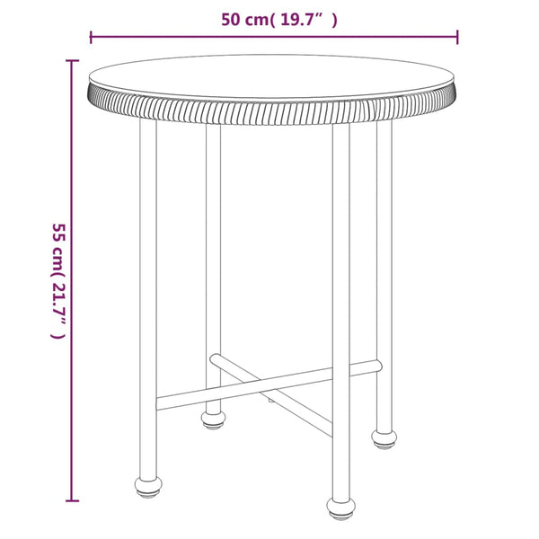 Mesa de jantar Ø50 cm   vidro temperado e aço