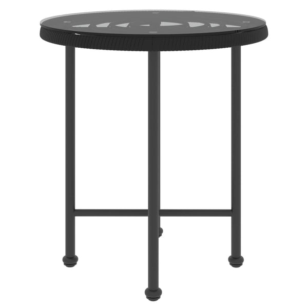 Mesa de jantar Ø50 cm   vidro temperado e aço preto