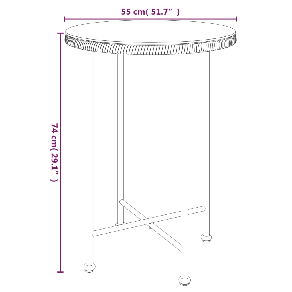 Mesa de jantar Ø55 cm   vidro temperado e aço