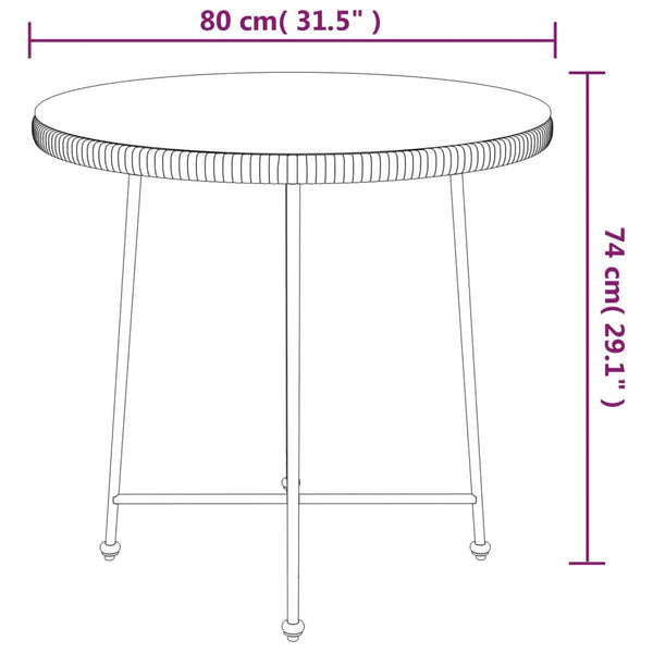 Mesa de jantar Ø80 cm  vidro temperado e aço