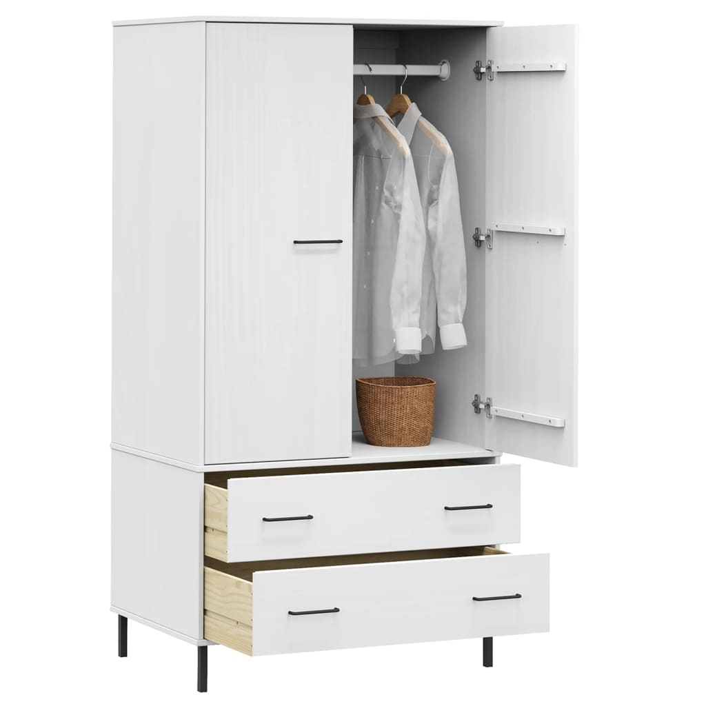 Roupeiro c/ pernas metal 90x55x172,5 cm madeira OSLO branco