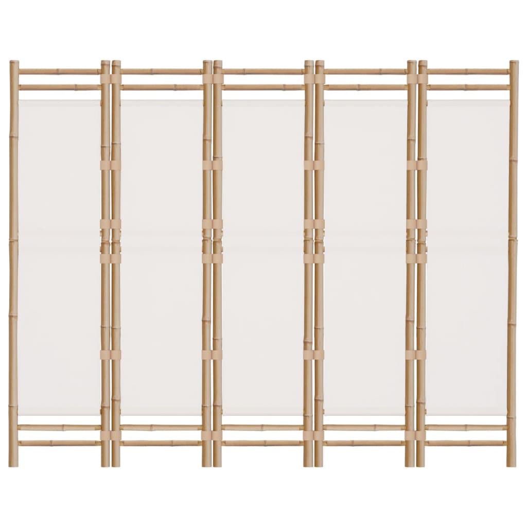 Divisória/biombo com 5 painéis dobráveis 200 cm bambu e lona