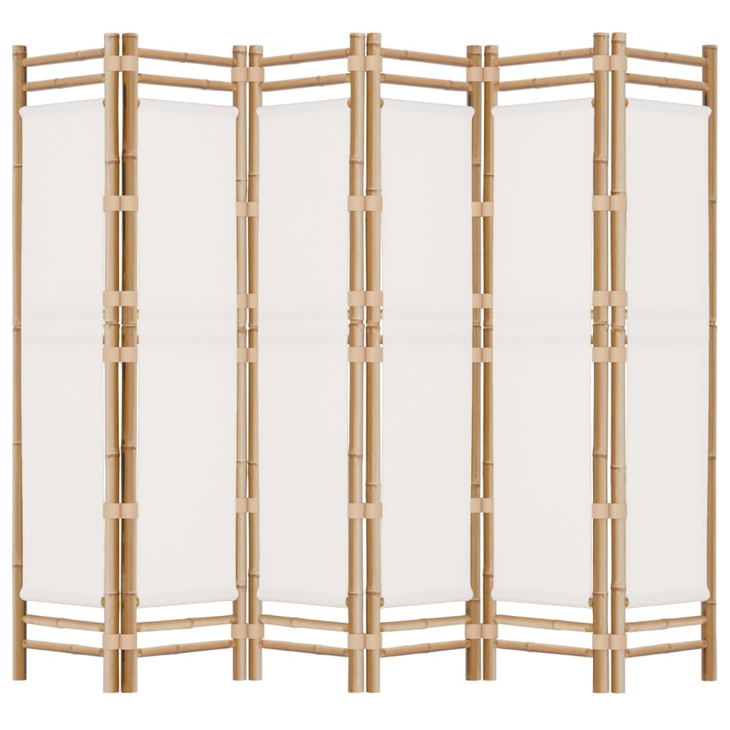 Divisória/biombo com 6 painéis dobráveis 240 cm bambu e lona