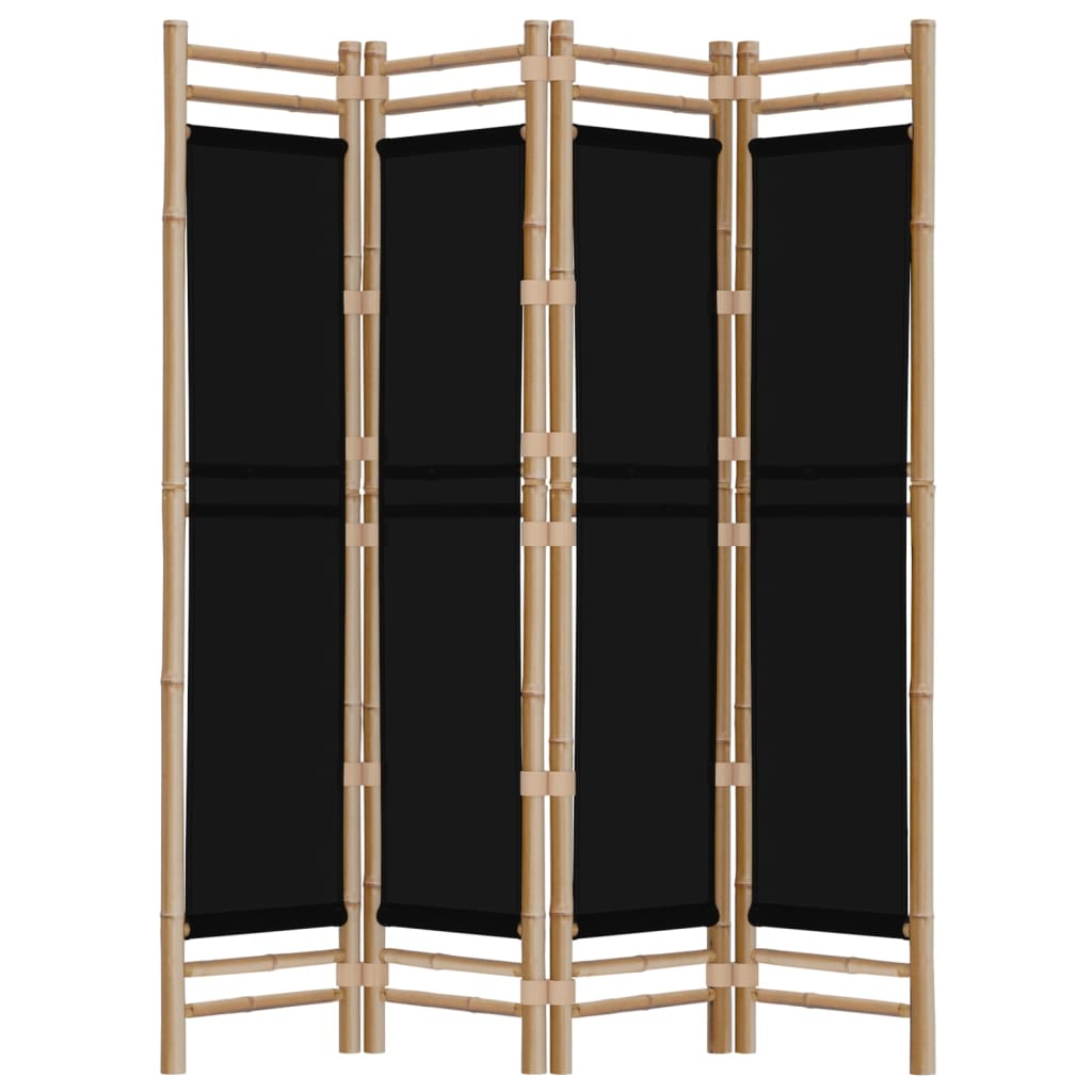 Biombo com 4 painéis dobráveis bambu e lona 160 cm