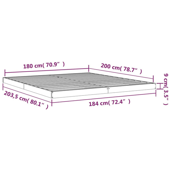Estructura de cama super king size 180x200 cm pino macizo blanco