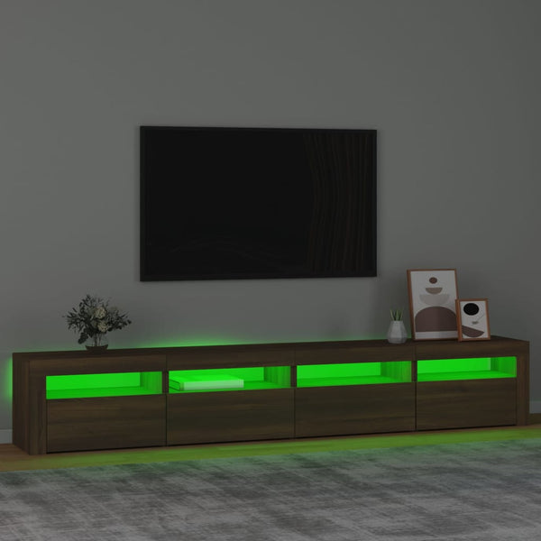 Móvel de TV com luzes LED 240x35x40 cm cor carvalho castanho