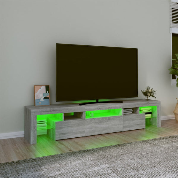 Móvel de TV com luzes LED 200x36,5x40 cm sonoma cinza