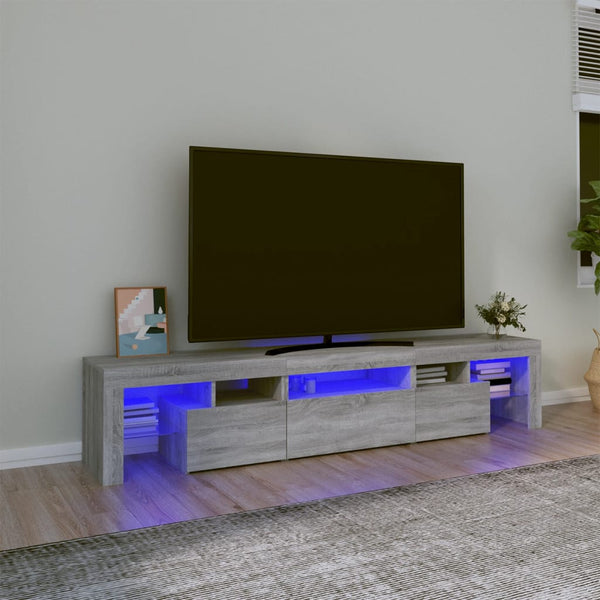 Móvel de TV com luzes LED 200x36,5x40 cm sonoma cinza