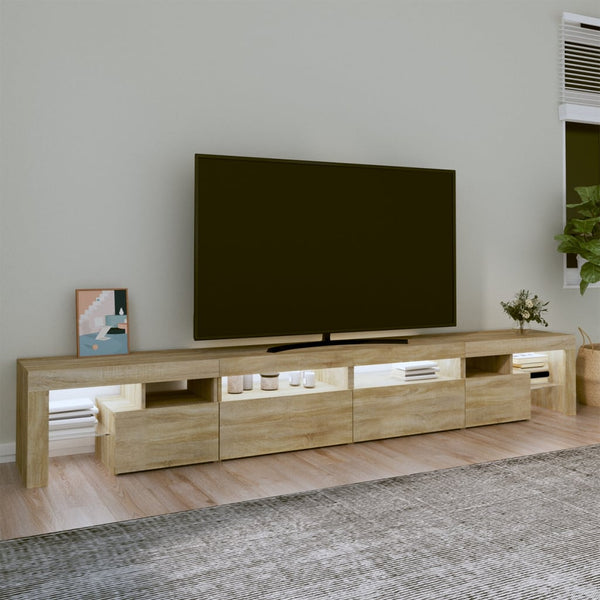 Móvel de TV com luzes LED 260x36,5x40 cm carvalho sonoma