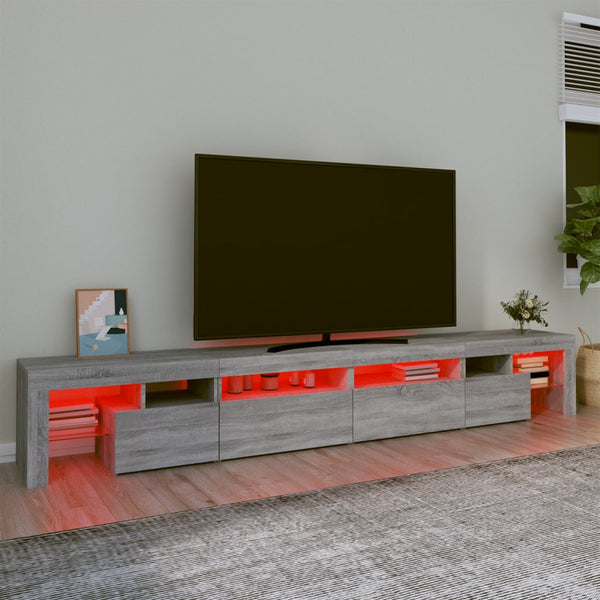 Móvel de TV com luzes LED 260x36,5x40 cm sonoma cinza