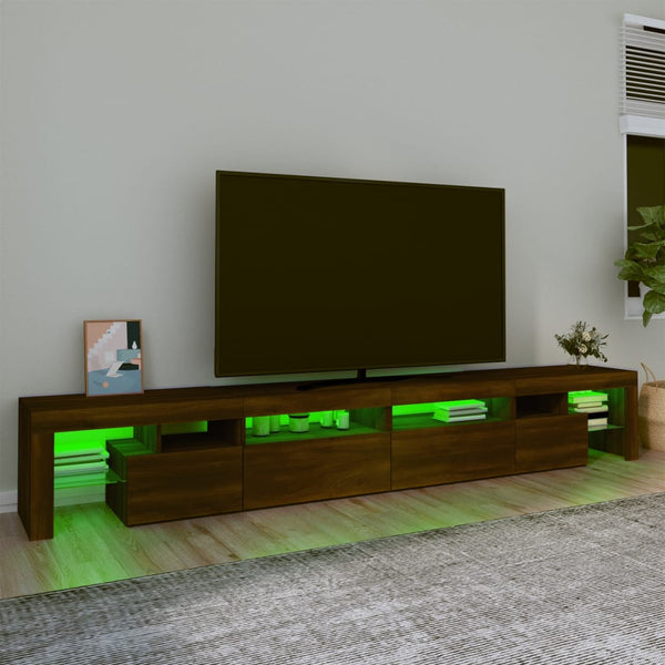 Móvel de TV com luzes LED 260x36,5x40 cm cor carvalho castanho