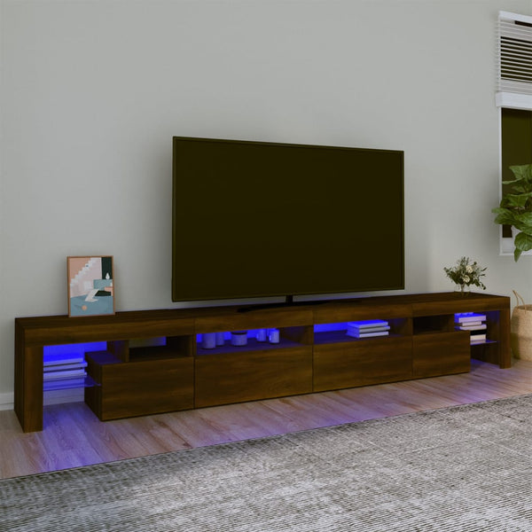 Móvel de TV com luzes LED 260x36,5x40 cm cor carvalho castanho
