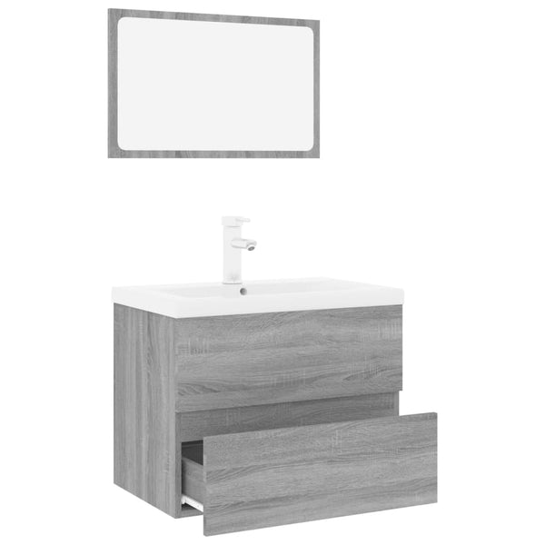 Conjunto móveis casa de banho derivados de madeira sonoma cinza