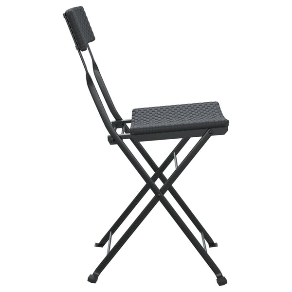 Cadeiras de bistrô dobráveis 4 pcs vime PE e aço preto