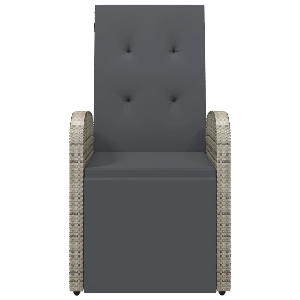 Cadeiras de jardim reclináveis c/ almofadões 2pcs vime PE cinza
