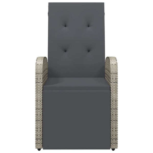 Cadeiras de jardim reclináveis c/ almofadões 2pcs vime PE cinza