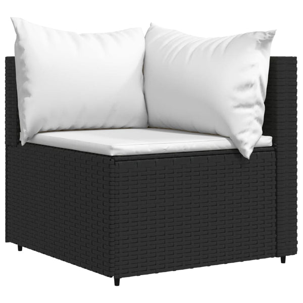 Corner garden sofas with cushions 2 pcs black PE rattan