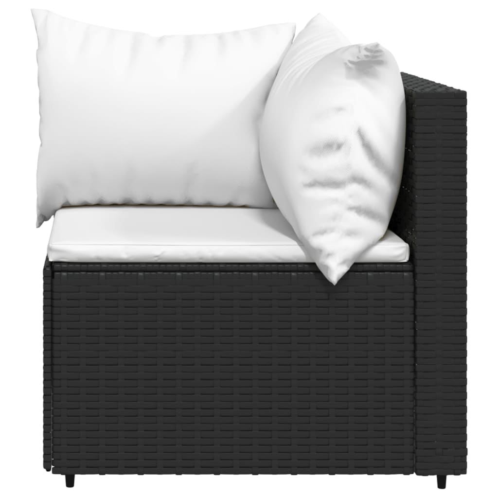 Corner garden sofas with cushions 2 pcs black PE rattan