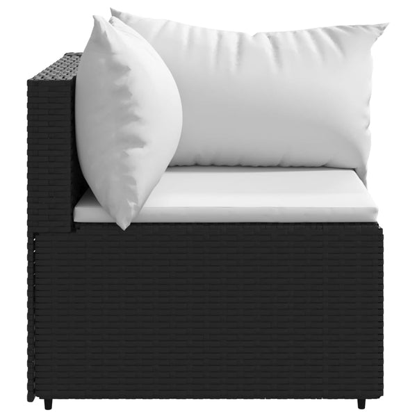 Corner garden sofas with cushions 2 pcs black PE rattan