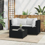 3 pcs garden lounge set with cushions black PE rattan