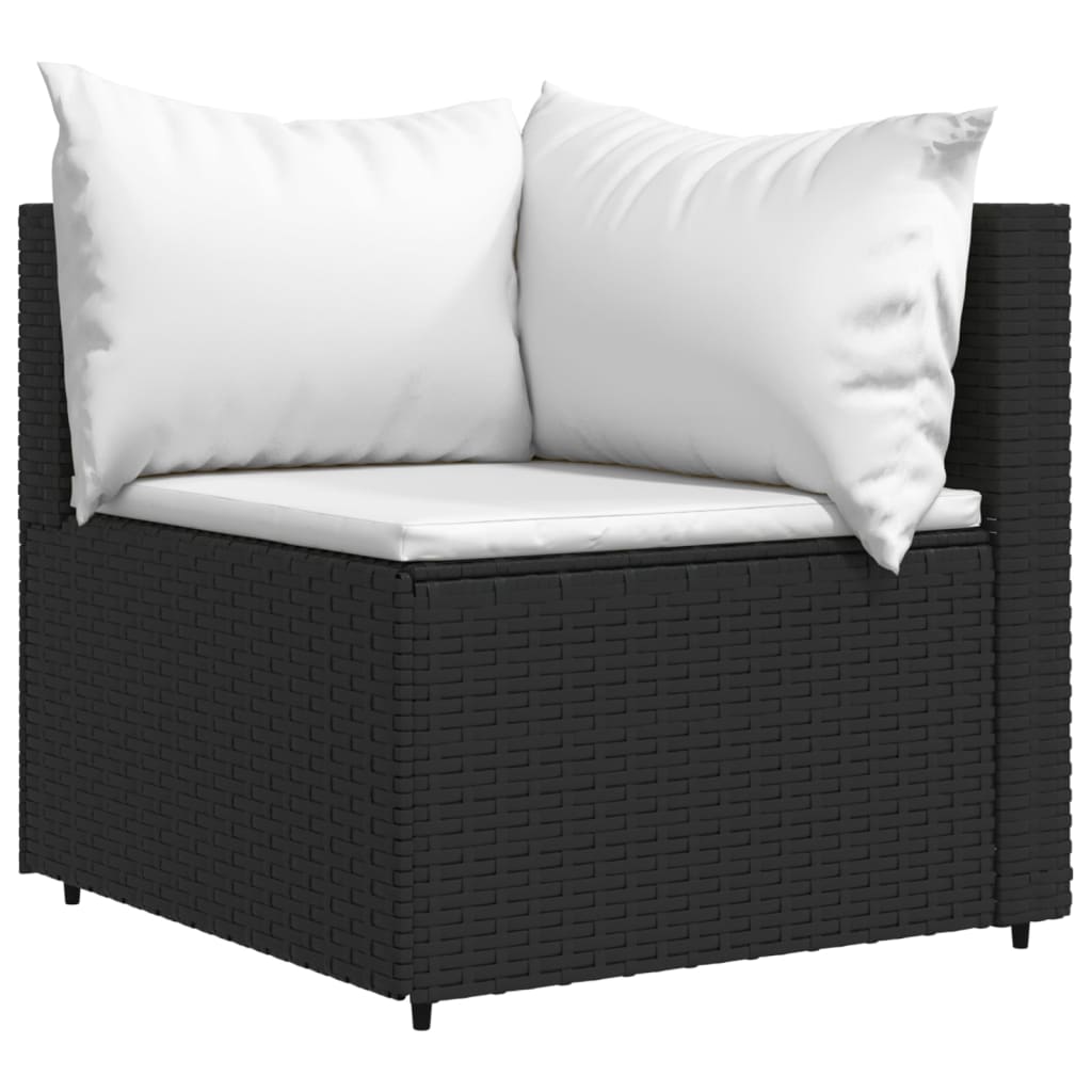 4 pcs garden lounge set with cushions black PE rattan