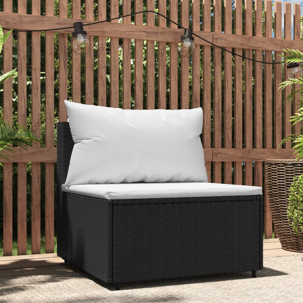 Garden sofa with black PE rattan cushions
